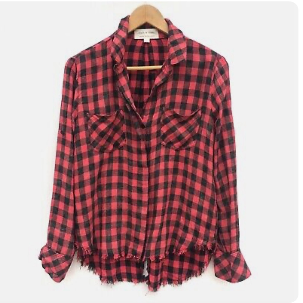 Red Checkered Flannel Button-Down - image 1